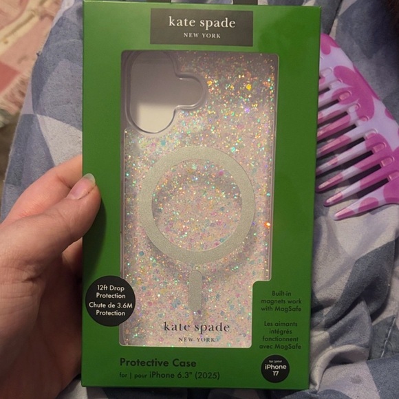 Kate Spade Holographic Glitter Case for iPhone 17 KATE Spade NY logo on case too - Picture 2 of 5